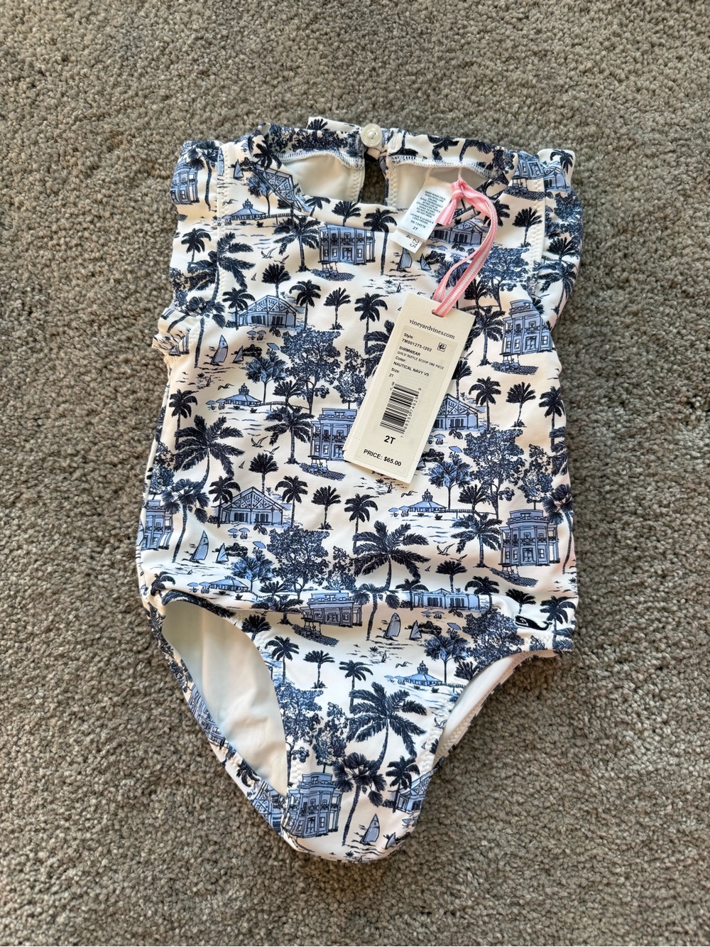 Vineyard Vines One-Piece Swimsuit in Navy Toile Print